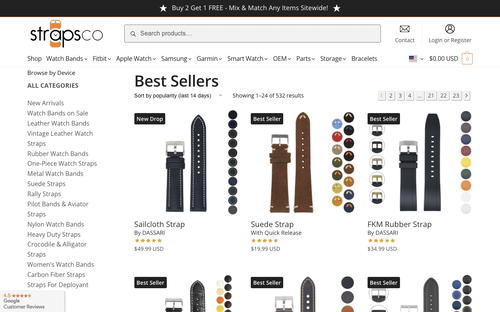 StrapsCo website screenshot