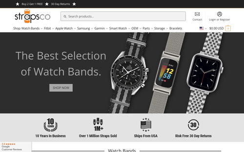 StrapsCo website screenshot
