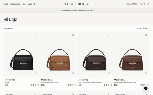 Strathberry website screenshot