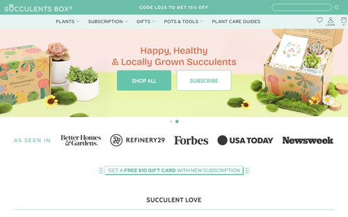 Succulents Box website screenshot