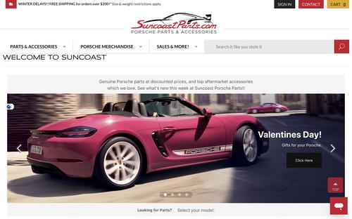Suncoast Porsche website screenshot