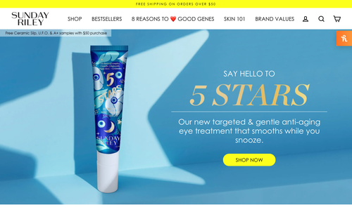 Sunday Riley website screenshot