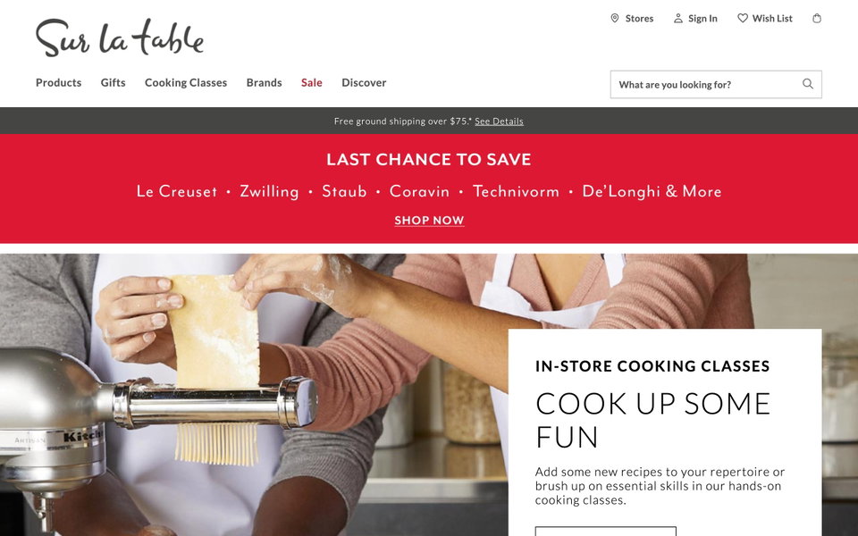 Sur La Table website