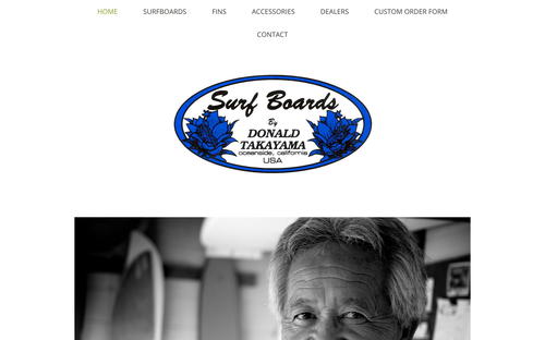 Surfboards by Donald Takayama website screenshot