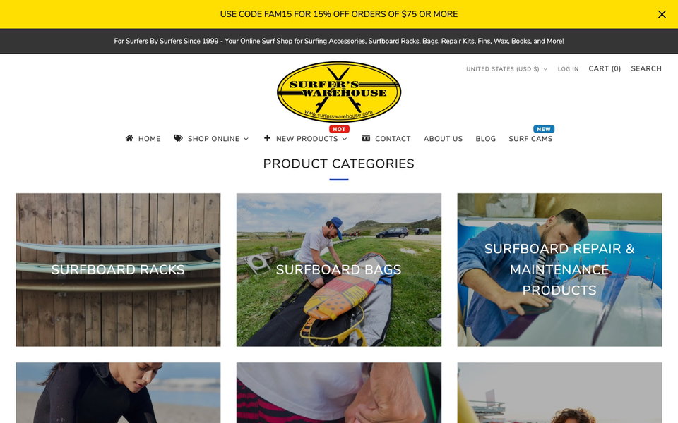 Surfers Warehouse website