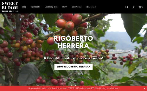 Sweet Bloom Coffee website screenshot
