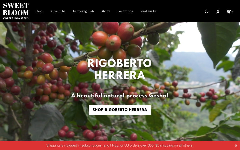 Sweet Bloom Coffee website