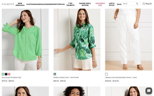 Talbots website screenshot