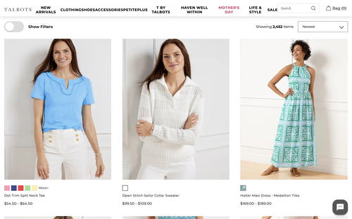 Talbots website screenshot