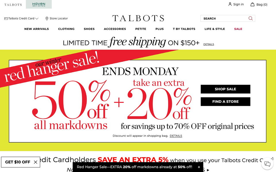 Talbots website