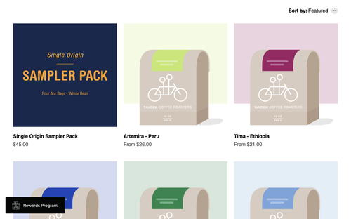Tandem Coffee Roasters website screenshot
