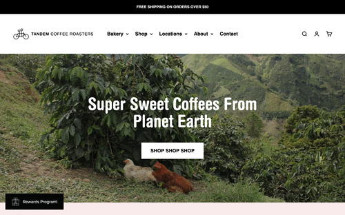Tandem Coffee Roasters website screenshot