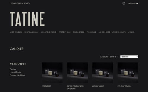 TATINE website screenshot
