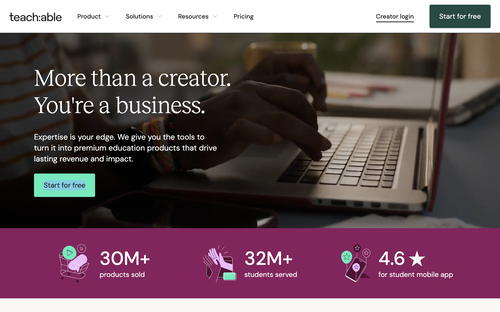Teachable website screenshot