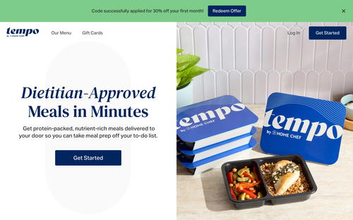 Tempo Meals website screenshot