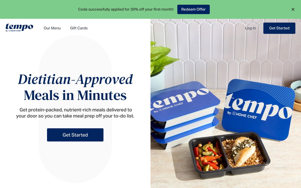 Tempo Meals website