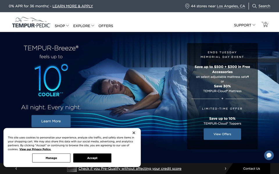 Tempur-Pedic website