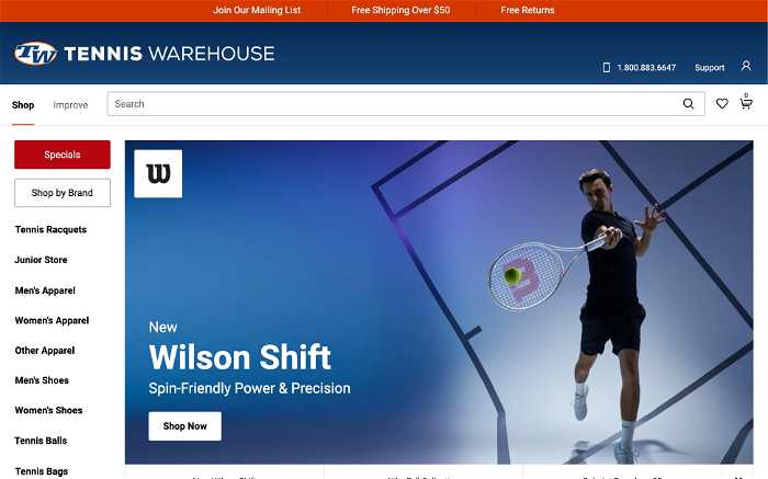 Tennis Warehouse screenshot