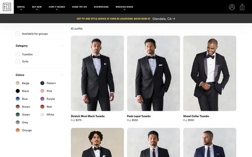 The Black Tux website screenshot