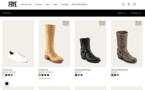 The Frye Company website screenshot