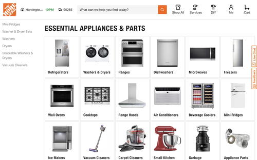 The Home Depot website screenshot