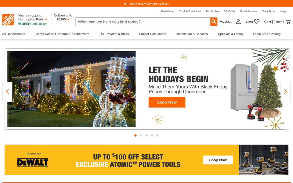 The Home Depot website