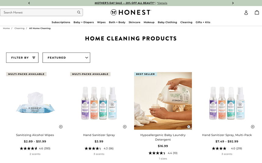 The Honest Company on Shomp