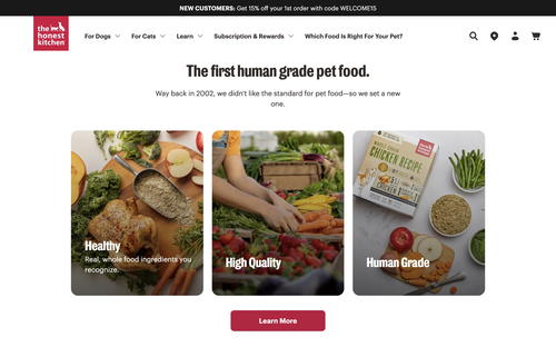 The Honest Kitchen website screenshot