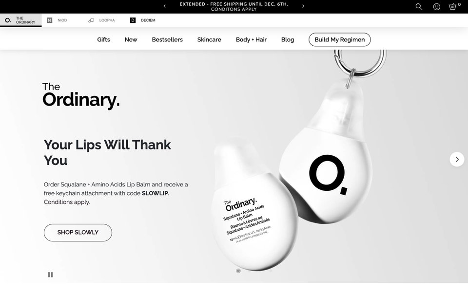 The Ordinary website