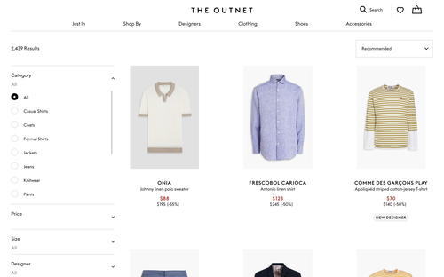 THE OUTNET website screenshot