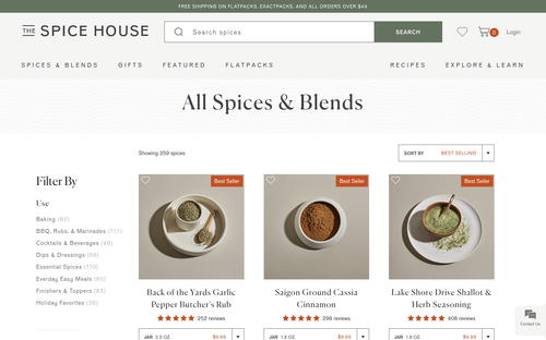The Spice House website screenshot