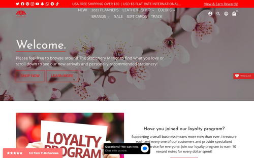 The Stationery Manor! website screenshot