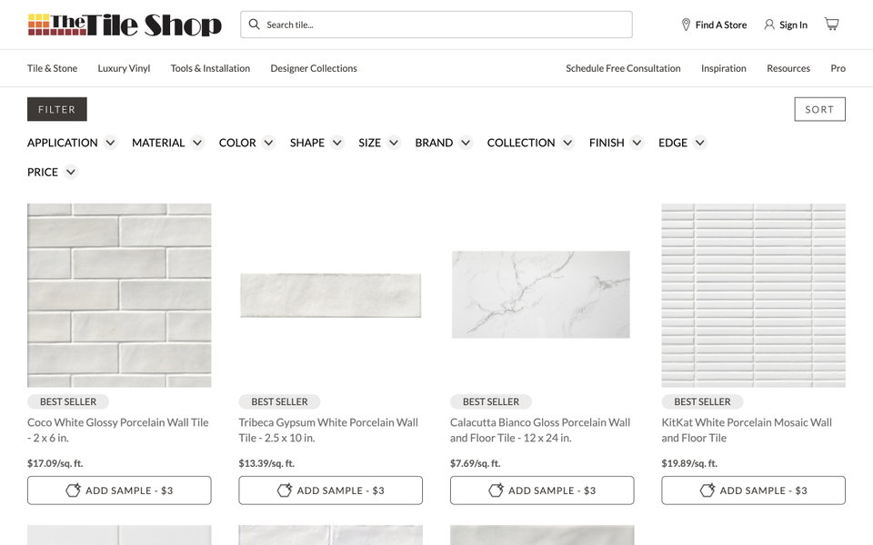 The Tile Shop website