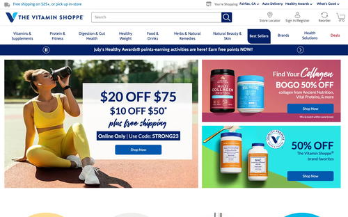The Vitamin Shoppe website screenshot