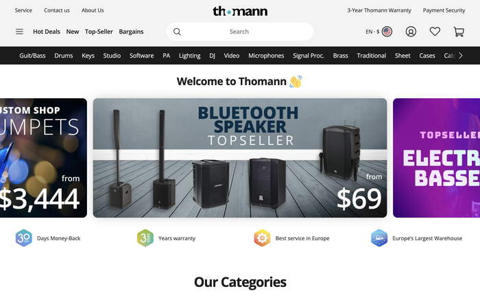 Thomann Music screenshot