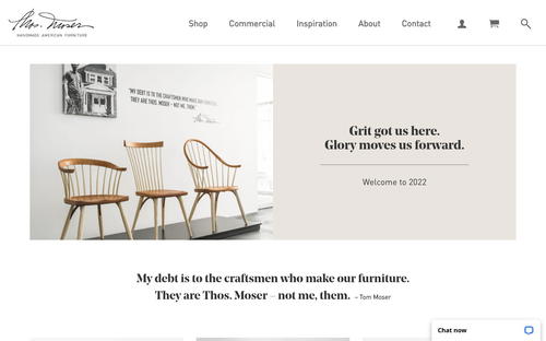 Thos. Moser website screenshot