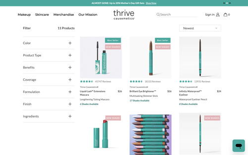 Thrive Causemetics website screenshot