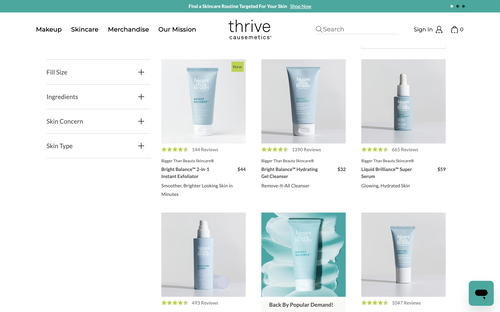 Thrive Causemetics website screenshot