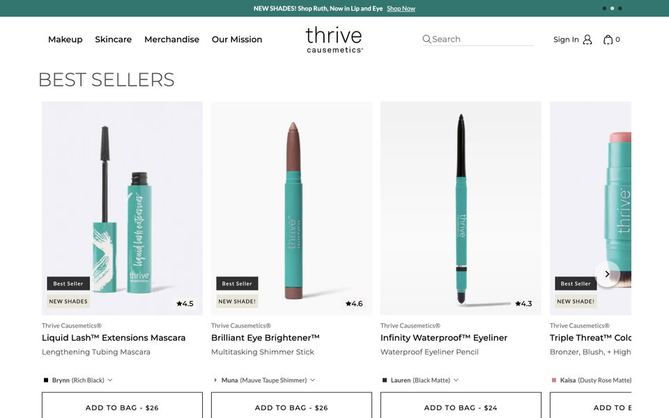 Thrive Causemetics website