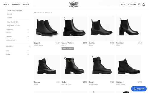 Thursday Boot website screenshot