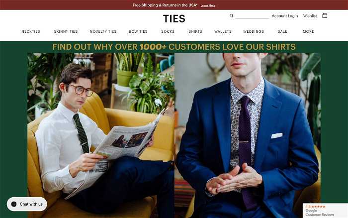 Ties.com screenshot