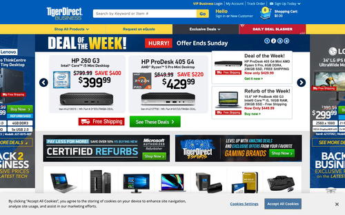 TigerDirect website screenshot