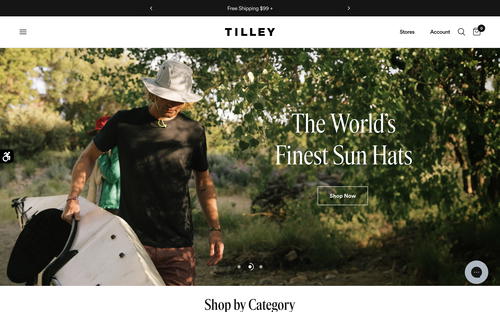 Tilley website screenshot
