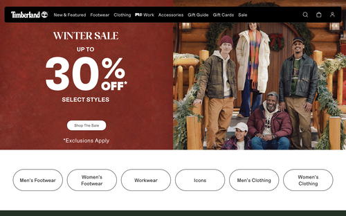 Timberland website screenshot