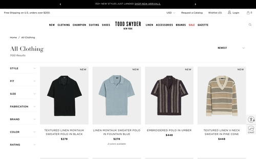 Todd Snyder website screenshot