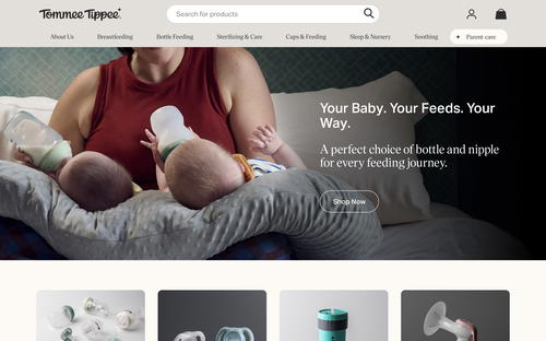Tommee Tippee website screenshot