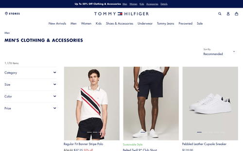 Tommy Hilfiger website screenshot