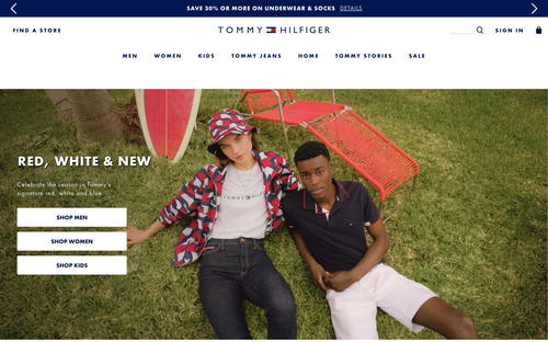 Tommy Hilfiger website screenshot