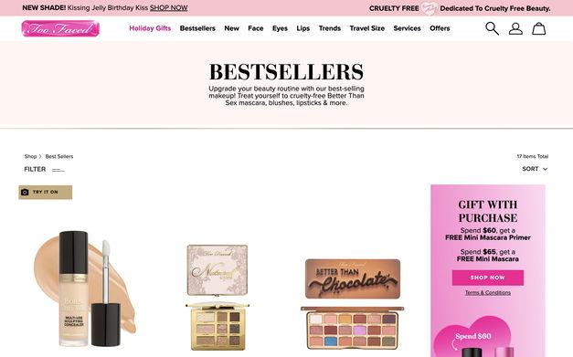 Too Faced Cosmetics on Shomp