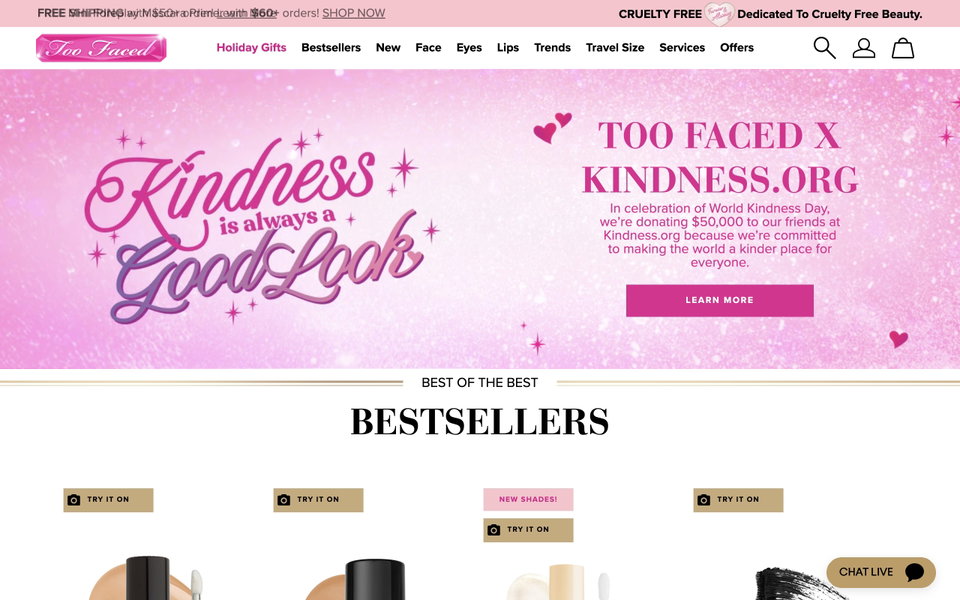 Too Faced Cosmetics website